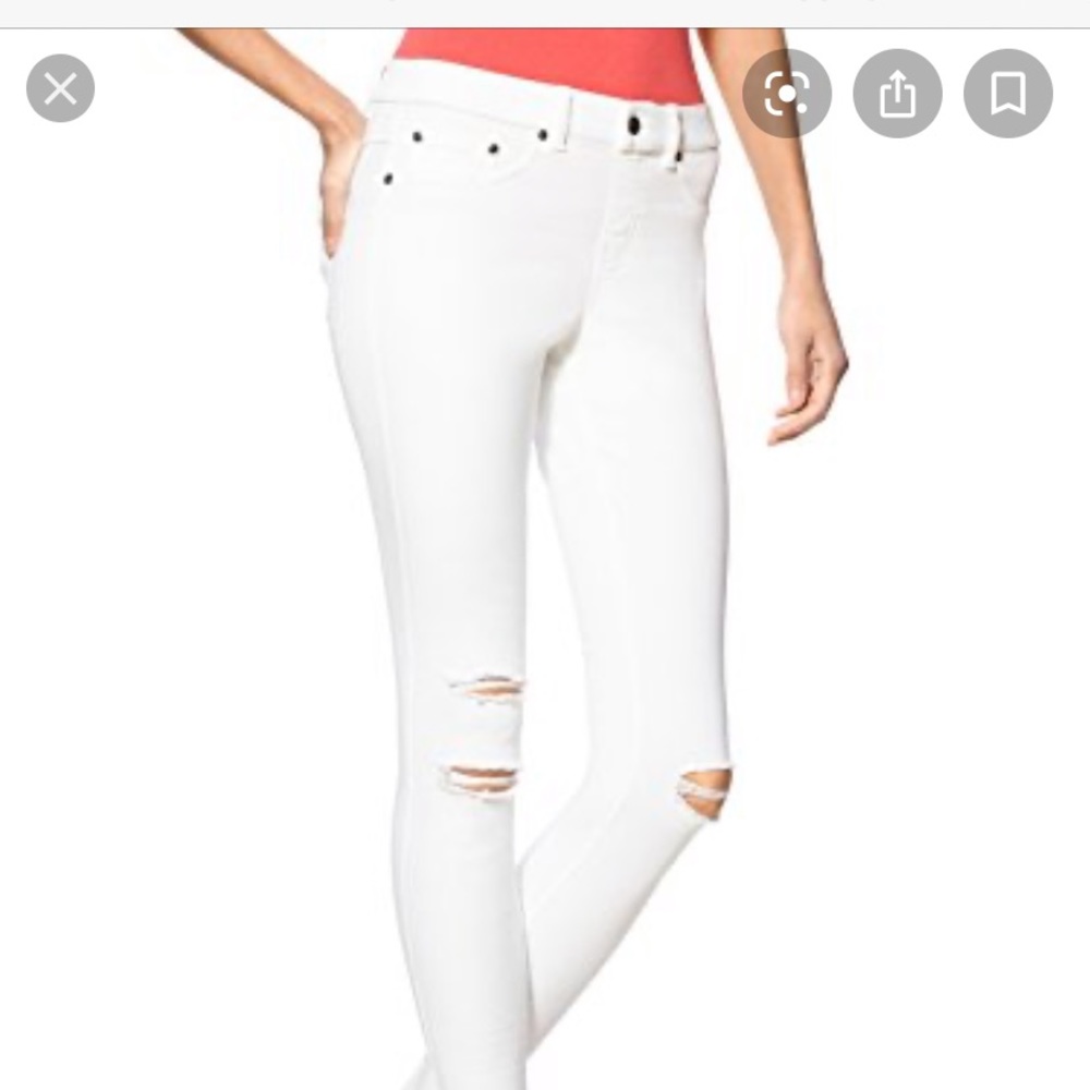 HUE white knee ripped jegging